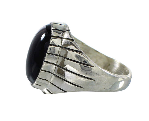Navajo Onyx And Sterling Silver Ray Jack Ring Size 11-3/4 RX97682